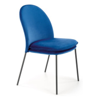 Jídelní židle HIXON — kov, sametová látka, modrá