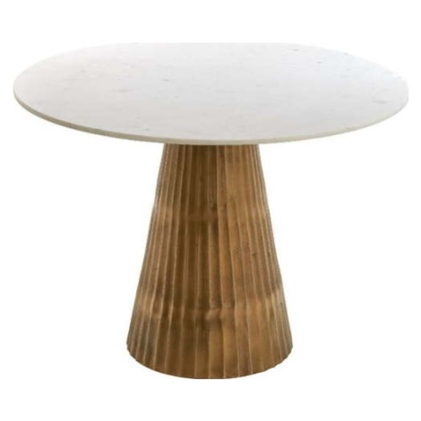 Kulatý jídelní stůl v bílé a bronzové barvě s deskou v dekoru mramoru ø 100 cm Leyda – Light & L Light & Living