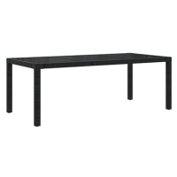 Zahradní stůl černý 190 × 90 × 75 cm tvrzené sklo a polyratan, 316713