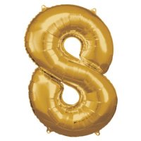 Balónek fóliový číslice 8 zlatá 53 x 83 cm