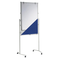 MAUL Multifunkční přednášková tabule MAULpro, modrý textil / bílá tabule, š x v 750 x 1200 mm