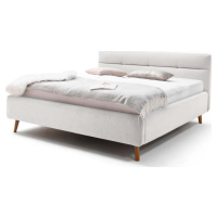 Světle šedá čalouněná dvoulůžková postel s úložným prostorem s roštem 180x200 cm Lotte – Meise M