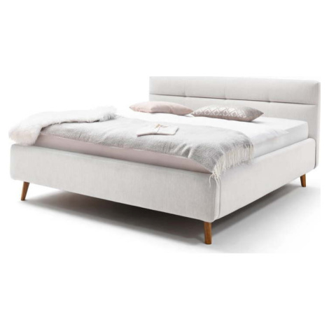 Světle šedá čalouněná dvoulůžková postel s úložným prostorem s roštem 180x200 cm Lotte – Meise M Meise Möbel