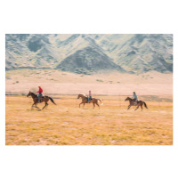 Ilustrace Cowboys And Cowgirls Riding A Horse In Nature, AzmanL, 40 × 26.7 cm