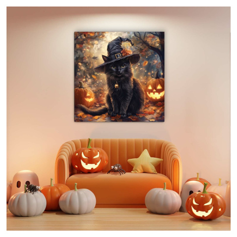 Obraz na Halloween - Černá kočka DUBLEZ