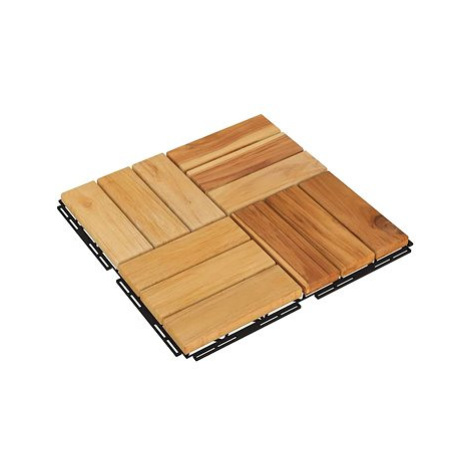 SHUMEE Terasové dlaždice 30 × 30 cm, 10 ks, masivní teakové dřevo