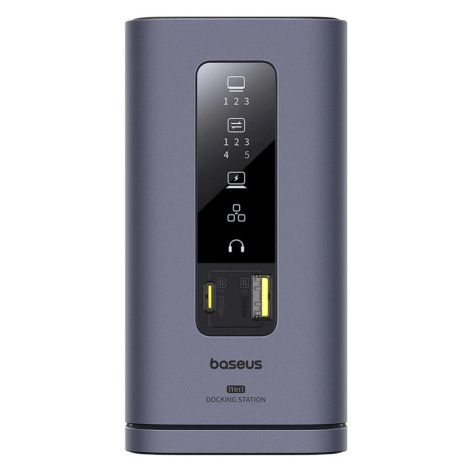 Baseus Dokovací stanice Spacemate 11v1 (USB-C PD, USB-C, 2x USB-A, 3x HDMI) šedá