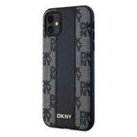 Pouzdro Dkny pro iPhone 11 Xr 6.1 černé Leather Checkered Mono MagSafe