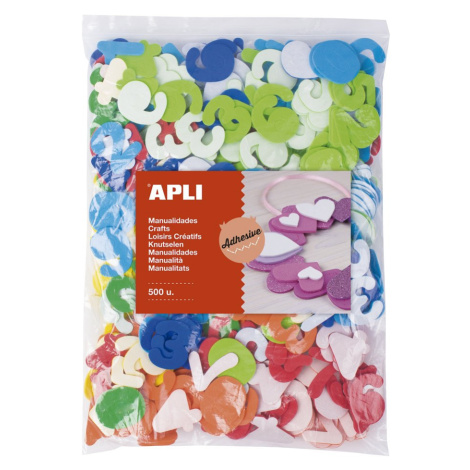 APLI pěnovka tvarová - číslice, Jumbo pack, samolepicí, mix barev