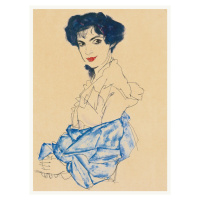 Obrazová reprodukce Elisabeth Lederer (Female Portrait in Blue) - Egon Schiele, (30 x 40 cm)