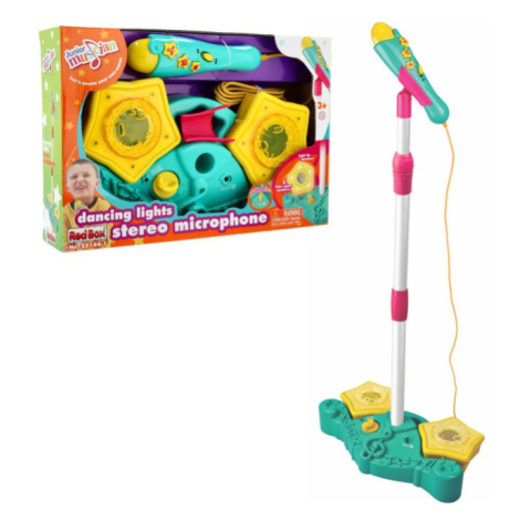 Mikrofon karaoke plast na baterie se světlem se zvukem v krabici 38x26x8cm Teddies