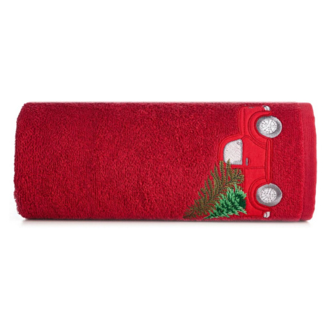 Bavlněný vánoční ručník červený s autem Šířka: 70 cm | Délka: 140 cm