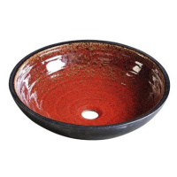 SAPHO ATTILA keramické umyvadlo, průměr 42,5 cm, tomatová červeň/petrolejová