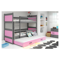 BMS Dětská patrová postel s přistýlkou RICO 3 | šedá 80 x 190 cm Barva: Růžová