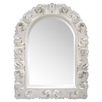 Estila Provensálské vintage bílé nástěnné zrcadlo Marzia s vyřezávaným obloukovým rámem 120 cm
