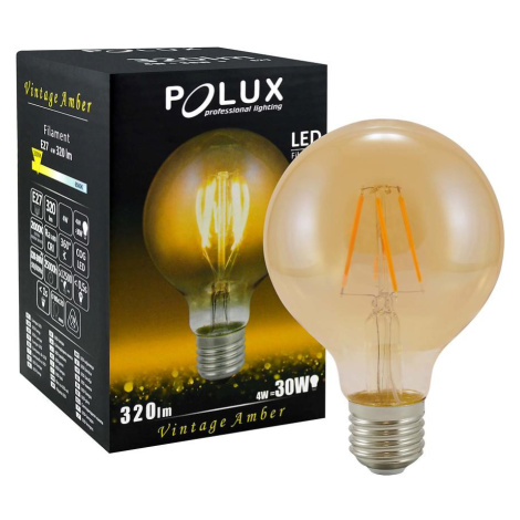 Žárovka LED G80 E27 3,7W filament Vintage Amber 304520 POLUX