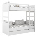 BAMI Bílá patrová postel se dvěma lůžky SIMONE se žebříkem a policí 90x200 cm Zvolte šuplík: Bez