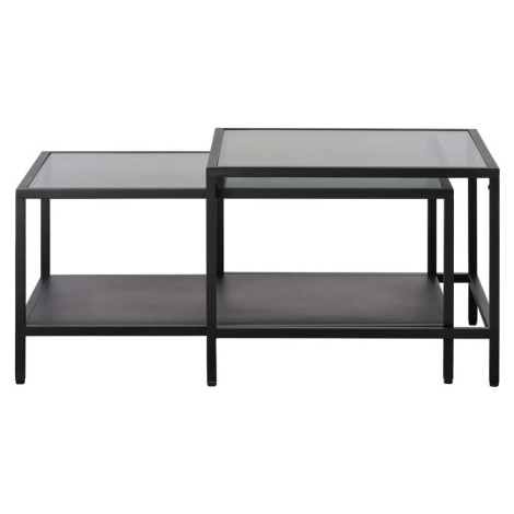 Černé skleněné konferenční stolky v sadě 2 ks 60x60 cm Bronco – Unique Furniture