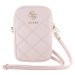 Guess PU Quilted 4G Metal Logo Wallet Phone Bag Zipper růžový