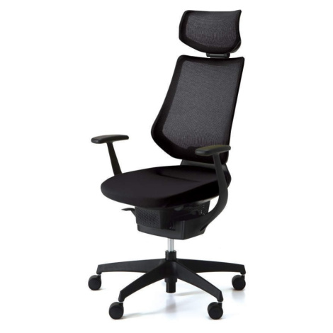 Kokuyo Japonská aktivní židle - Kokuyo ING GLIDER 360° - černá kostra s podhlavníkem - černá