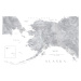 Mapa Detailed map of Alaska in grayscale watercolor, Blursbyai, (40 x 26.7 cm)