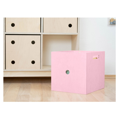 Benlemi Růžový dřevěný úložný box DICE Jednička s čísly ve stylu hrací kostky