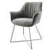 DELIFE Jídelní židle Keila-Flex s područkou samet šedá podnož ve tvaru "X" nerezová ocel