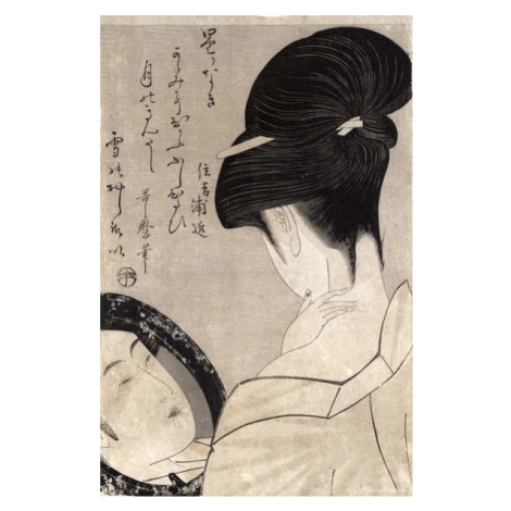 Obrazová reprodukce Young woman applying make-up, c.1795-96, Kitagawa Utamaro, 26.7 × 40 cm