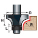 EXTOL PREMIUM fréza zaoblovací (vydutá) do dřeva, R6,3xD25,6xH11, stopka 8mm, 8802105