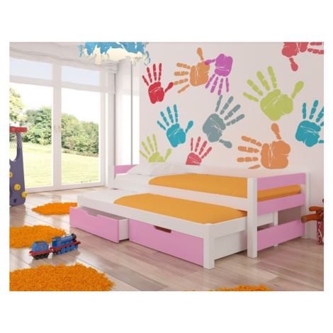 ArtAdrk Dětská postel s přistýlkou FRAGA Barva: bílá / růžová