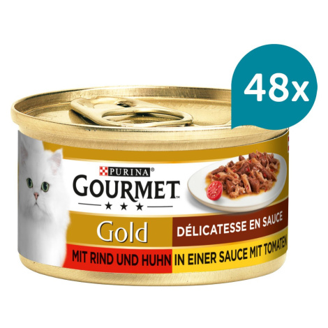 Gourmet Gold Délicatesse en Sauce hovězí a kuřecí 48 × 85 g