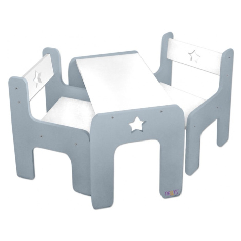 NELLYS Sada nábytku Star - Stůl + 2 x židle - šedá s bílou