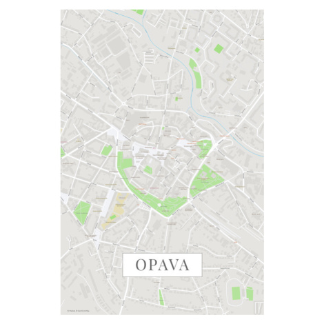 Mapa Opava color, 26.7x40 cm