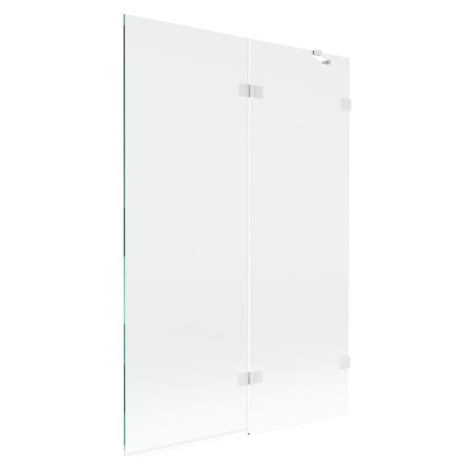 MEXEN/S Lunar vanová zástěna 2-křídlová pravá 120 x 150, transparent, bílá 897-120-100-20-00-P