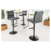 Estila Industriální otoční barová židle Kelsy v tmavě šedé barvě se sametovým potahem a černou p