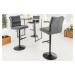 Estila Industriální otoční barová židle Kelsy v tmavě šedé barvě se sametovým potahem a černou p