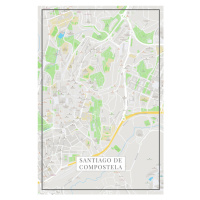 Mapa Santiago de Compostela color, (26.7 x 40 cm)