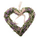 Závěsné mechové srdce se sušenými kvítky, fialová, 30 x 4 cm