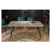 Estila Retro jedinečný jídelní stůl Forisma s šedou povrchovou deskou s mramorovým vzhledem 180 