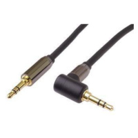 PremiumCord HQ stíněný kabel stereo Jack 3.5mm - Jack 3.5mm zahnutý 90°, 5m