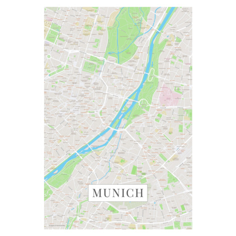 Mapa Munich color, (26.7 x 40 cm)