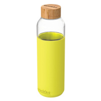 QUOKKA - FLOW Skleněná láhev se silikonovým povrchem NEON GREEN, 660ml, 40009