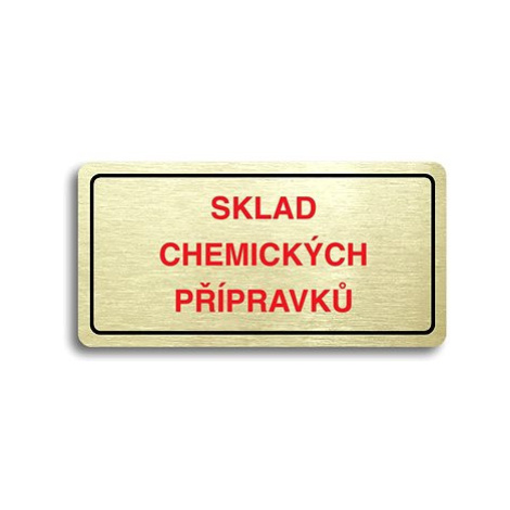 Accept Piktogram "SKLAD CHEMICKÝCH PŘÍPRAVKŮ" (160 × 80 mm) (zlatá tabulka - barevný tisk)