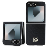 DKNY PU Leather Repeat Pattern Stack Logo kryt Samsung Galaxy Z Flip 6 černý