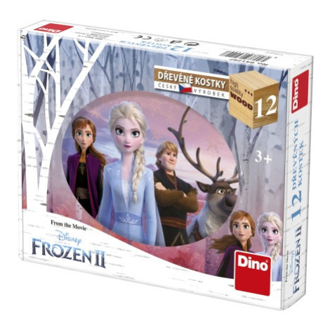 Dřevěné kostky Frozen II – 12 kostek DINO