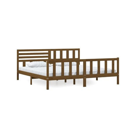 Rám postele medově hnědý masivní dřevo 200 × 200 cm, 3101176 SHUMEE