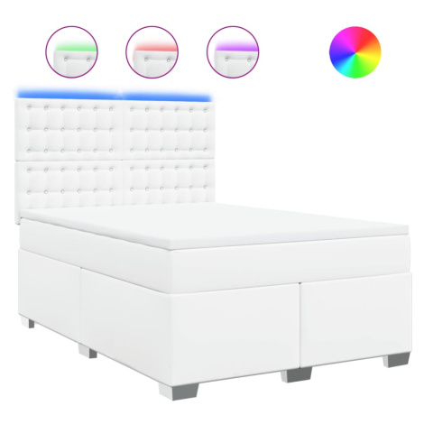 vidaXL Box spring postel s matrací bílá 140 x 190 cm umělá kůže
