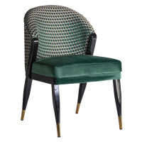 Estila Art-deco designová čalouněná jídelní židle Brilon s potahem ze sametu se vzorem zelené ba