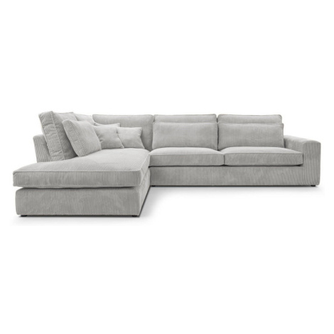 Beautysofa ROHOVÁ pohovka Parma bez funkce spaní, manšestrová látka, šedobéžová, levá