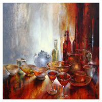 Ilustrace Still life with a grey teapot, Annette Schmucker, (40 x 40 cm)